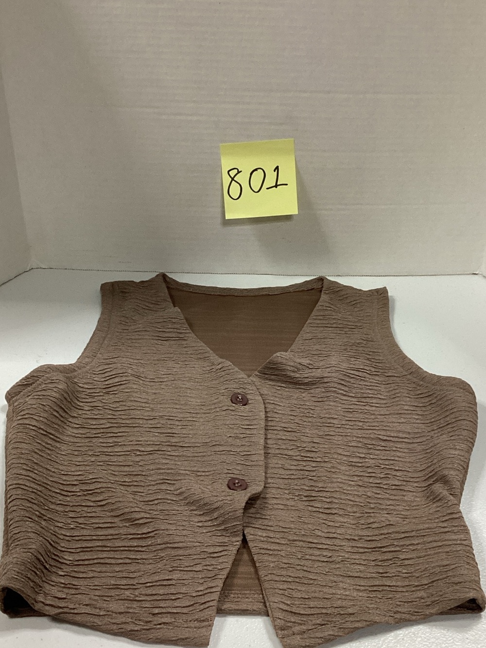 SHEIN Brown Textured Sleeveless Crop Vest